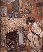 Edouard Vuillard The fireplace black s wife oil painting on canvas